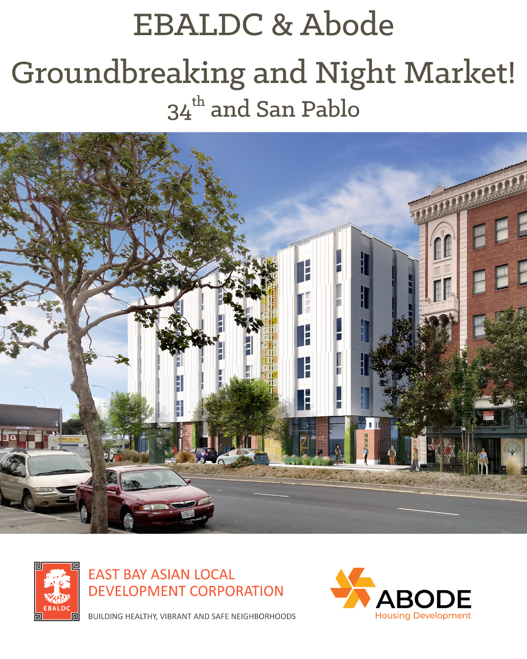 EBALDC and Abode: 34SP Groundbreaking &amp; Night Market (Oakland)