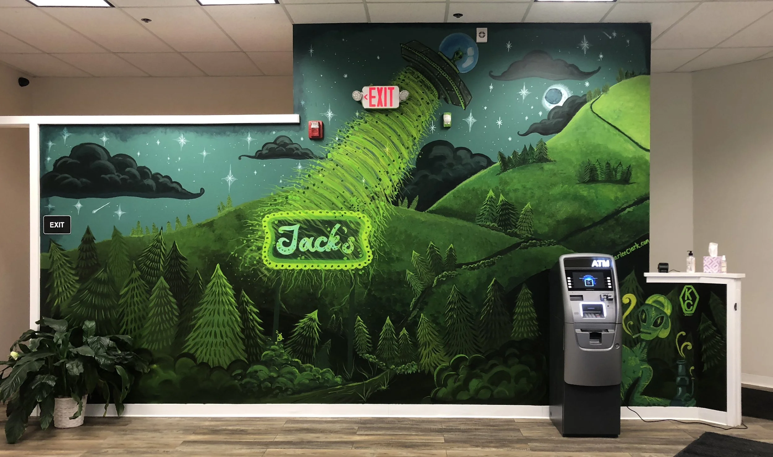  Indoor Mural at Jack’s Cannabis Co.   2022  Acrylic and Wall Paint 