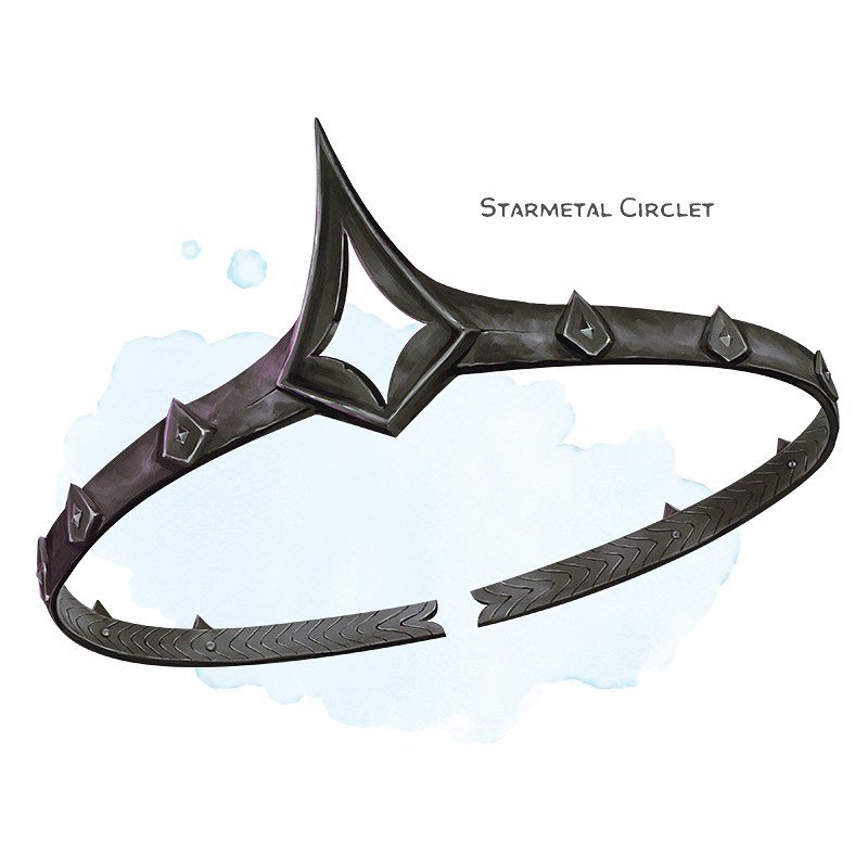 💎 𝗡𝗲𝘄 𝗶𝘁𝗲𝗺!
Starmetal Circlet Wondrous item, rare (requires attunement)
___

This dark metal headpiece grants you a measure of control over nearby metal while you wear it. When a creature that you can see within 30 feet of you makes an attack