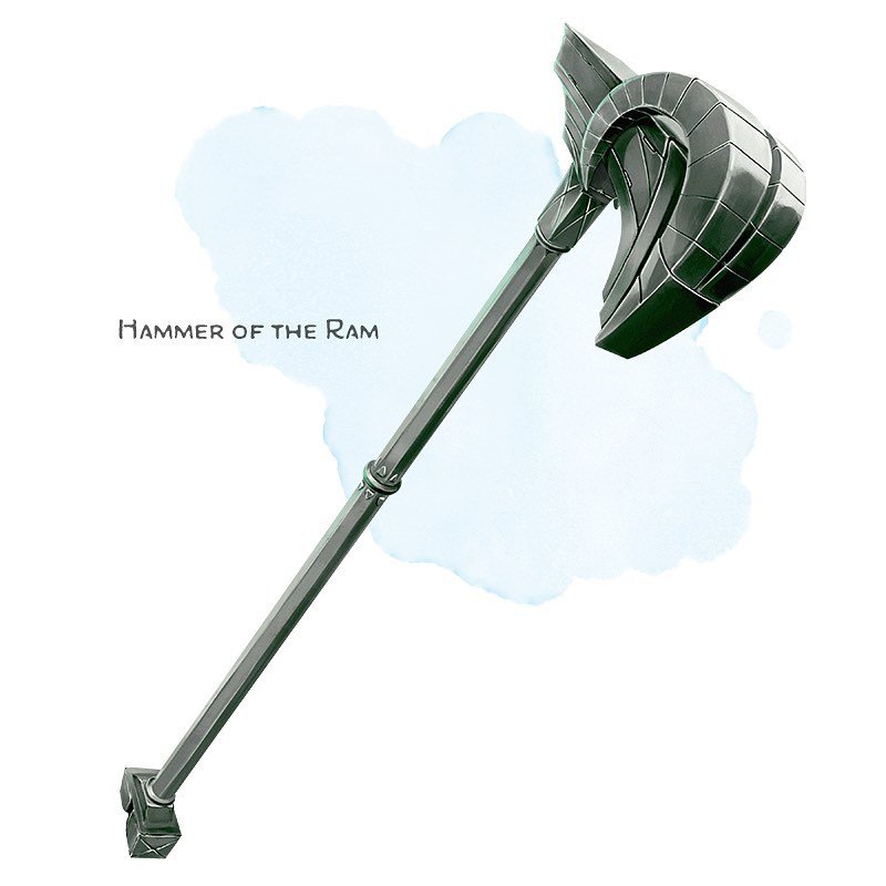 ⚔️ 𝗡𝗲𝘄 𝗶𝘁𝗲𝗺!
Hammer of the Ram Weapon (maul), rare (requires attunement)
___

This all-silver hammer carries a mighty force behind it with every swing. You gain a +1 bonus to attack and damage rolls made with this magic weapon. If the hammer h