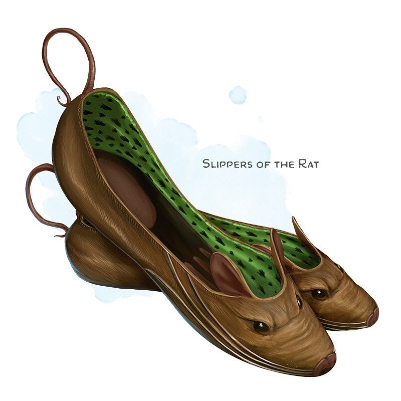 💎 𝗡𝗲𝘄 𝗶𝘁𝗲𝗺!
Slippers of the Rat Wondrous item, uncommon
___

While wearing these slippers, ordinary rats (including giant rats and swarms of rats) are indifferent toward you and will not attack you unless you threaten or harm them. Furthermor