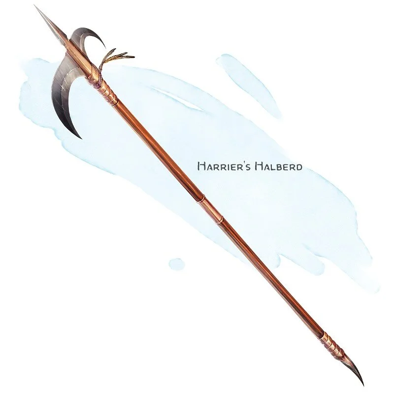 ⚔️ 𝗡𝗲𝘄 𝗶𝘁𝗲𝗺!
Harrier&rsquo;s Halberd Weapon (halberd), rare (requires attunement)
___

This halberd features multiple blades that look like talons. You gain a +1 bonus to attack and damage rolls made with this magic weapon. It has the thrown p