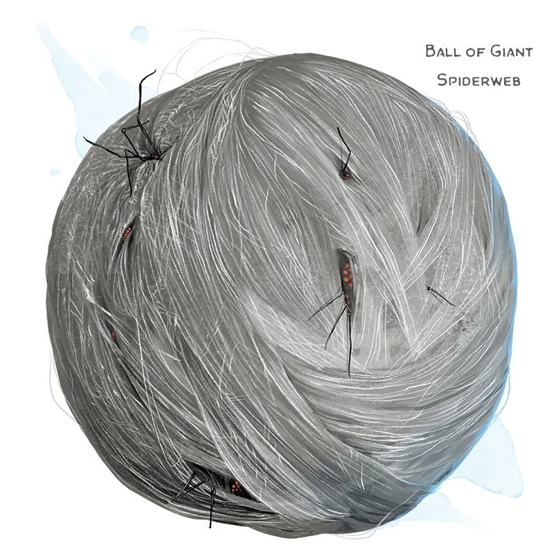 💎 𝗡𝗲𝘄 𝗶𝘁𝗲𝗺!
Ball of Giant Spiderweb Wondrous item, uncommon
___

This three-inch-diameter ball of magical web is especially strong. Upon closer scrutiny, countless spiderlings skitter around inside it. You can use this ball of web as a materi