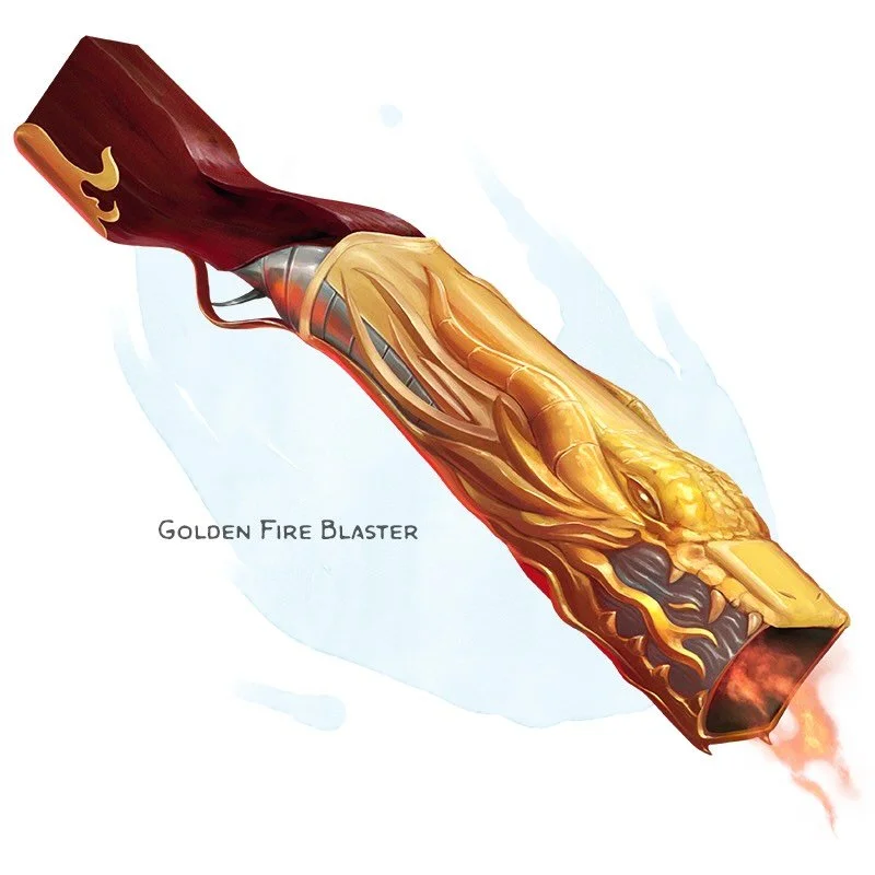 ⚔️ 𝗡𝗲𝘄 𝗶𝘁𝗲𝗺!
Golden Fire Blaster Weapon (musket), very rare
___

This wide-mouthed golden firearm burns with a heat from within. It requires no ammunition, instead creating concentrated blasts of fire, but can still fire only once when you use