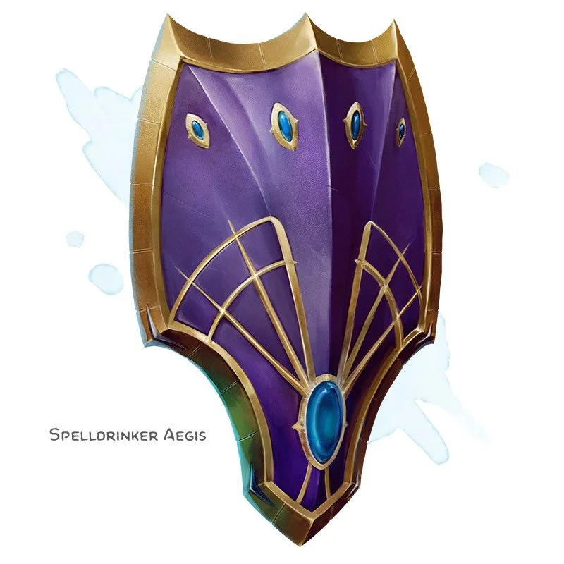 🛡 𝗡𝗲𝘄 𝗶𝘁𝗲𝗺!
Spelldrinker Aegis Armor (shield), rare
___

This magic shield hums like a bell when struck with magical force. Whenever you make a saving throw against a spell or magical effect while holding the shield, you gain a +2 bonus to th