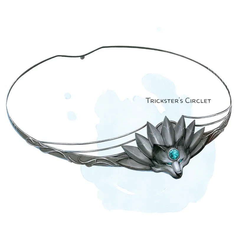 💎 𝗡𝗲𝘄 𝗶𝘁𝗲𝗺!
Trickster&rsquo;s Circlet Wondrous item, very rare (requires attunement)
___

This circlet has 9 charges and regains all expended charges daily at dawn. While wearing it, you have a collection of invisible fox tails behind you equ
