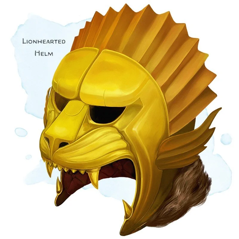 💎 𝗡𝗲𝘄 𝗶𝘁𝗲𝗺!
Lionhearted Helm Wondrous item, very rare (requires attunement)
___

While wearing this helmet, you gain a +1 bonus to AC, and you have advantage on saving throws against being frightened. In addition, at the start of each of your