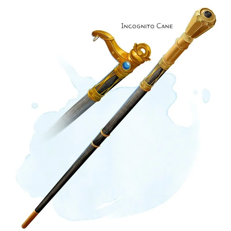 💎 𝗡𝗲𝘄 𝗶𝘁𝗲𝗺!
Incognito Cane Wondrous item, uncommon
___

This slender, handleless walking cane has the insignia of a sword imprinted on the top. Regardless of a sword&rsquo;s shape or size, you can place it in the cane by sliding the blade int