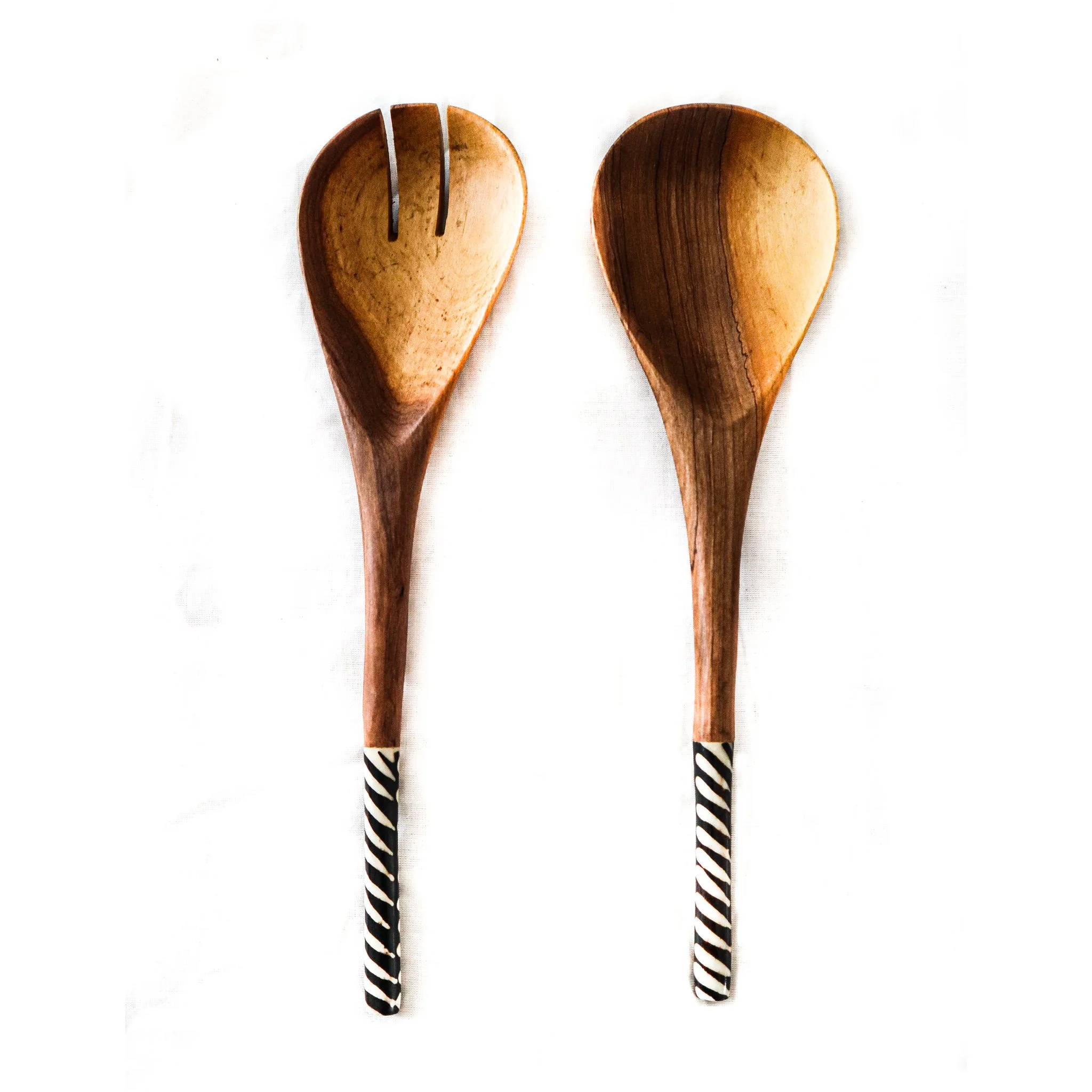 Salad Servers with Batik Bone Print - Takoradi