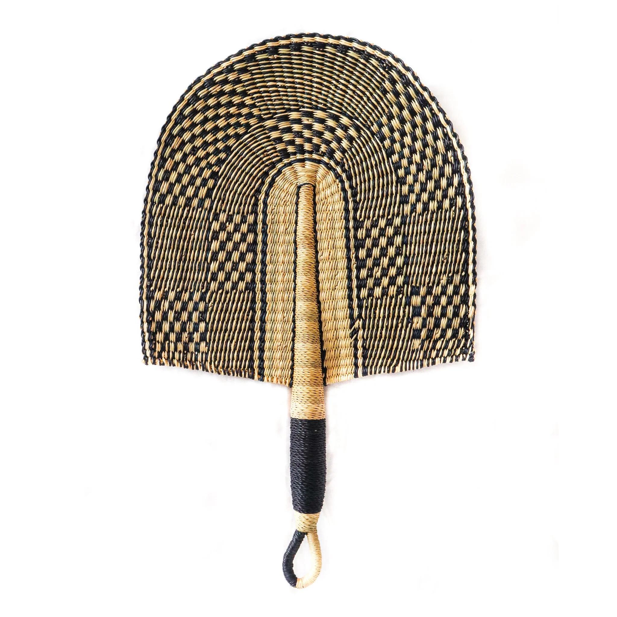 Handwoven Bolga Fan - Natural Black Checked
