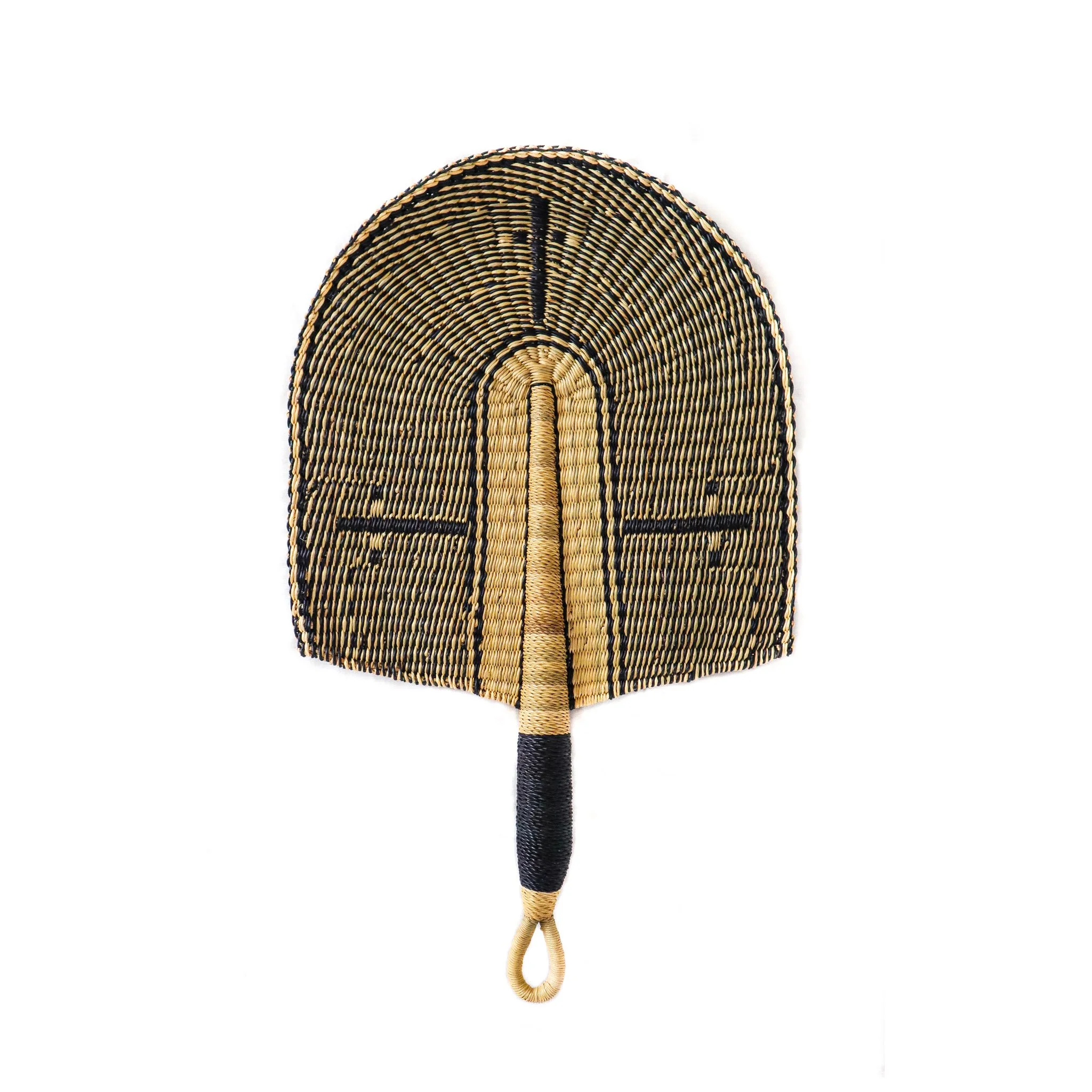 Handwoven Bolga Fan - Natural Black Pattern