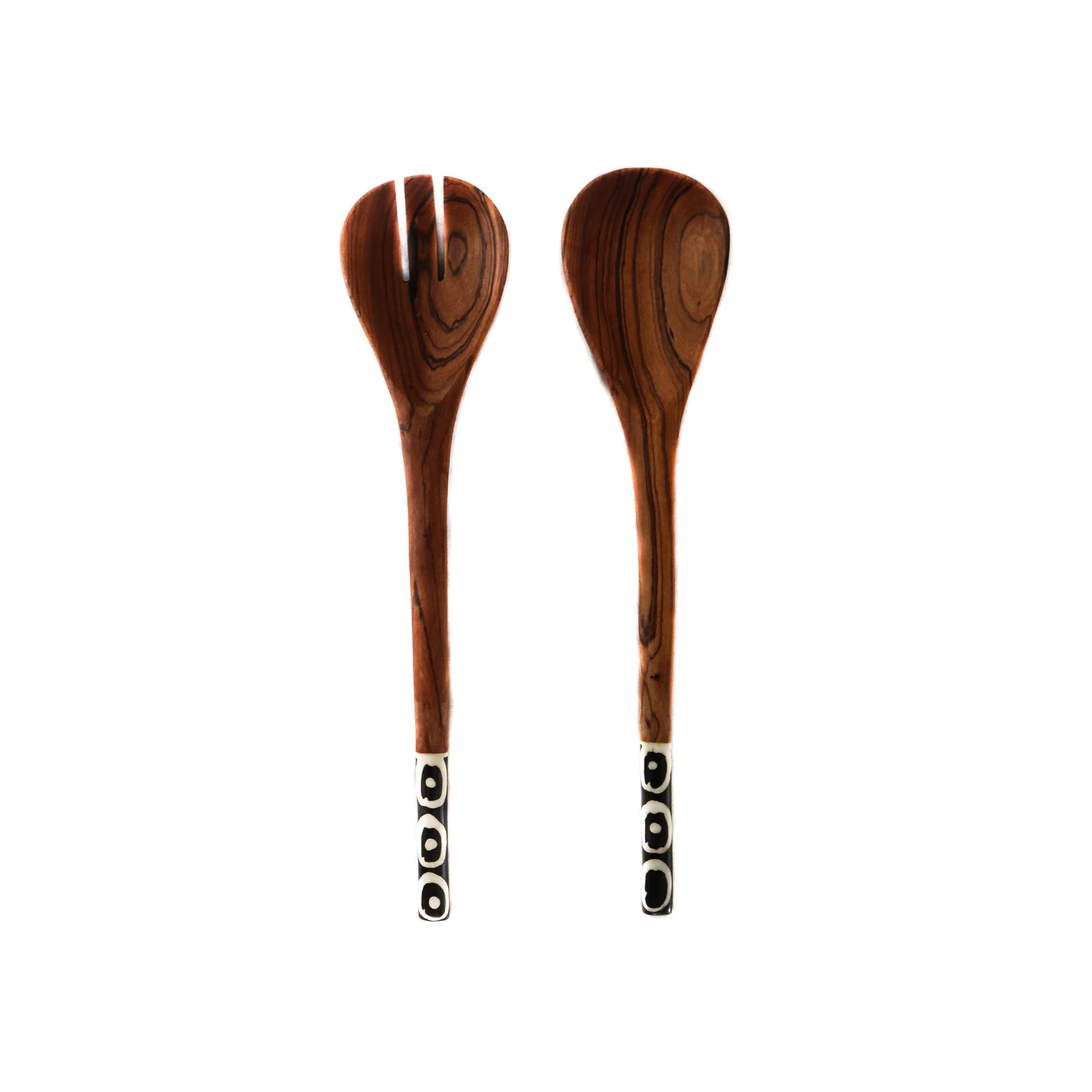 Salad Servers with Batik Bone Print - Aburi