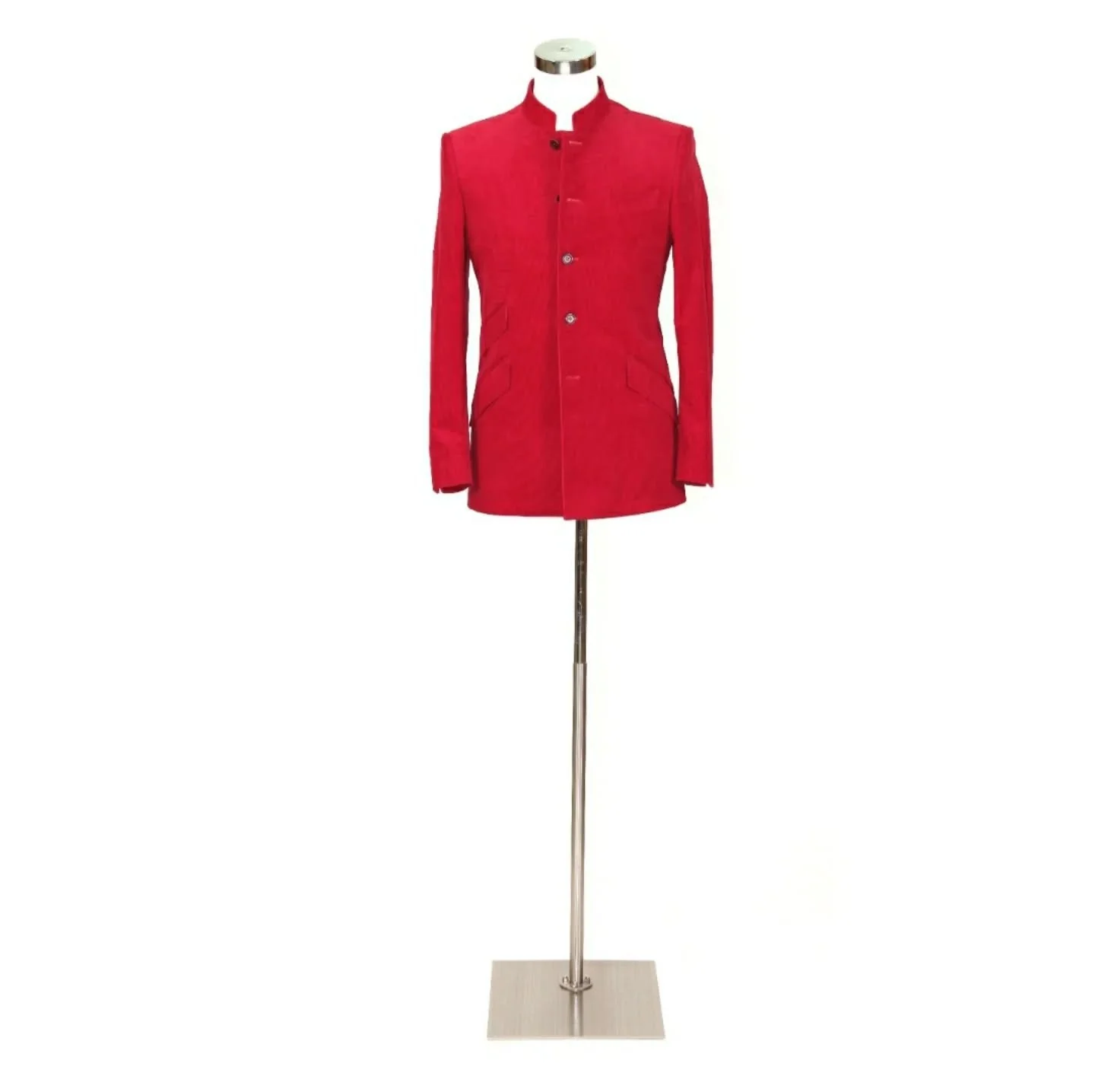 Red corduroy banded collar jacket by JMC