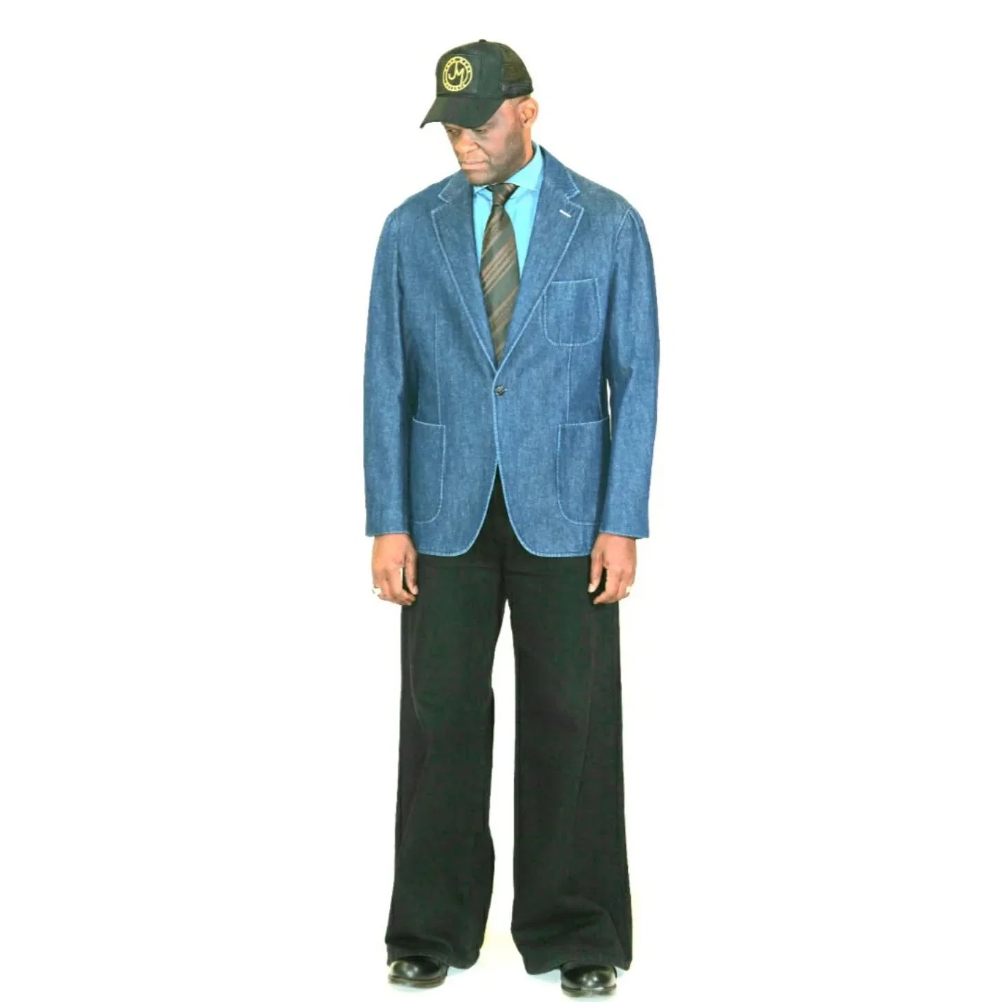 Single breasted blue denim blazer by JMC