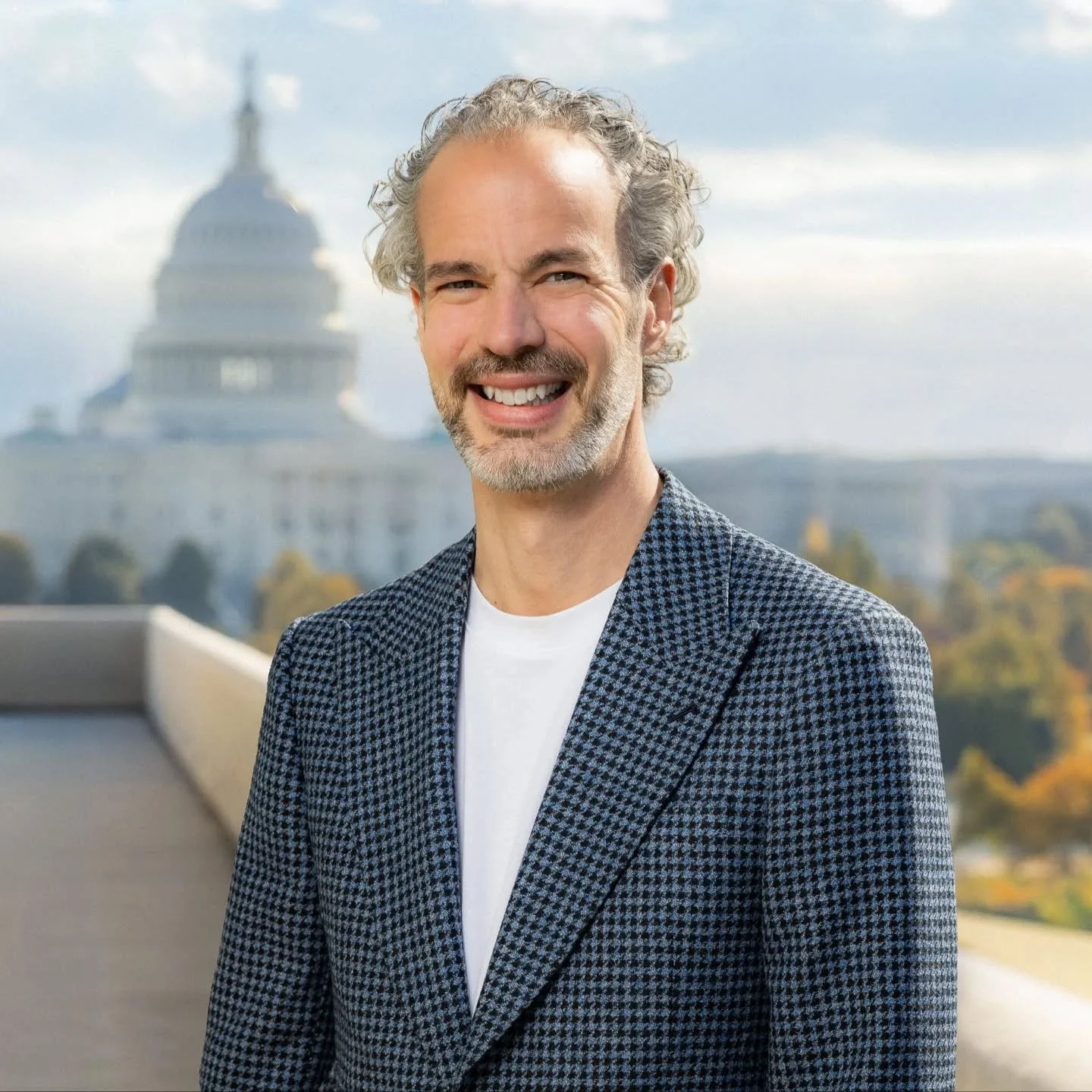 Blue single breasted houndstooth blazer by JMC