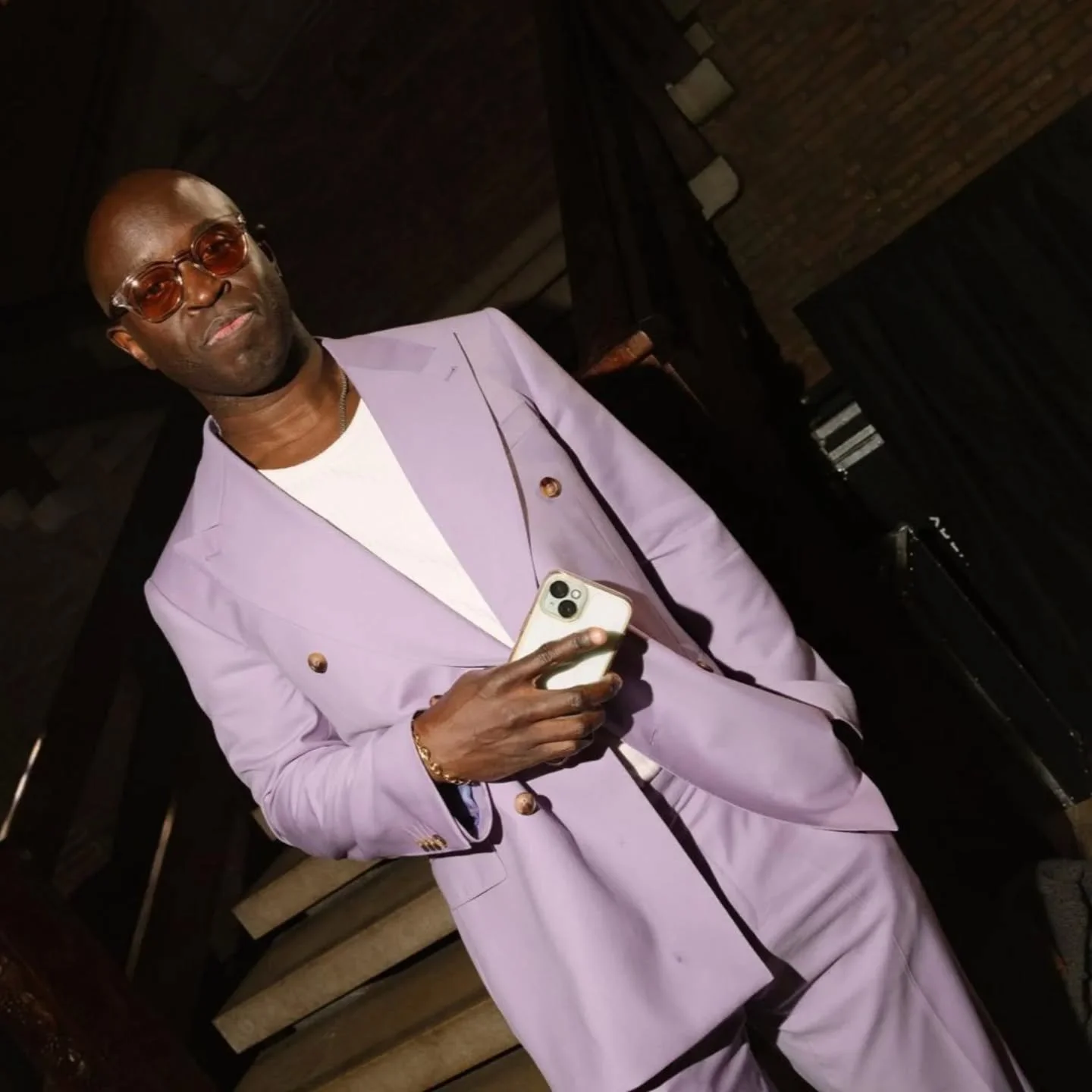 100% wool lavender double breasted suit by JMC