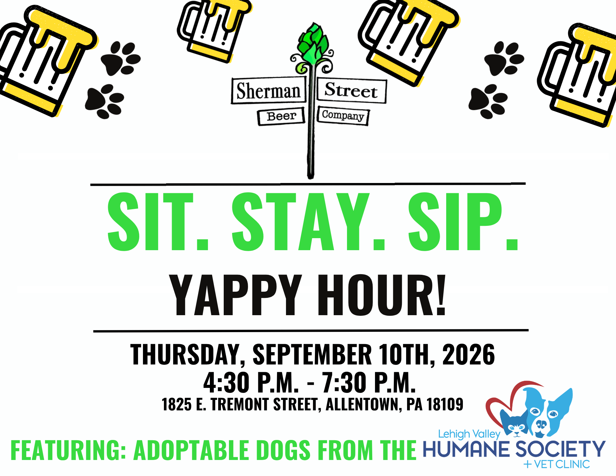 Sit. Stay. Sip. - Yappy Hour at Sherman Street Beer Co!