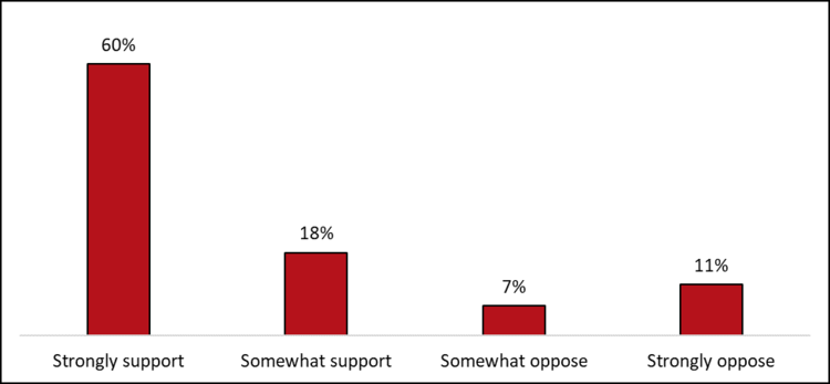 Graph that shows a majority of Americans support storing guns with a lock in place.