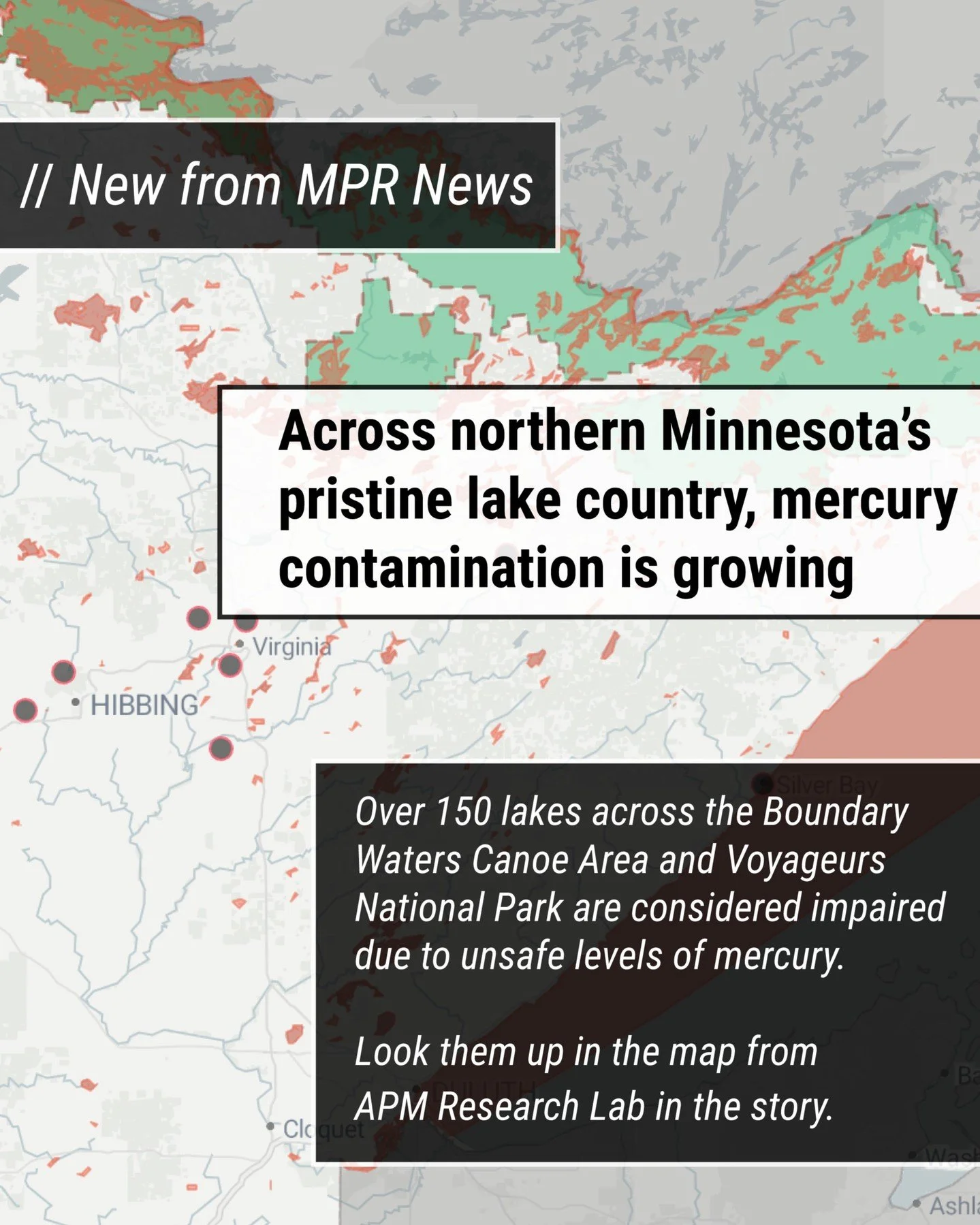 via @mprnews: 

🏭 Pollution doesn&rsquo;t respect boundaries. Hundreds of lakes across the North Woods are contaminated with mercury, including those in protected areas like the Boundary Waters. That contamination is worsening now despite years of e