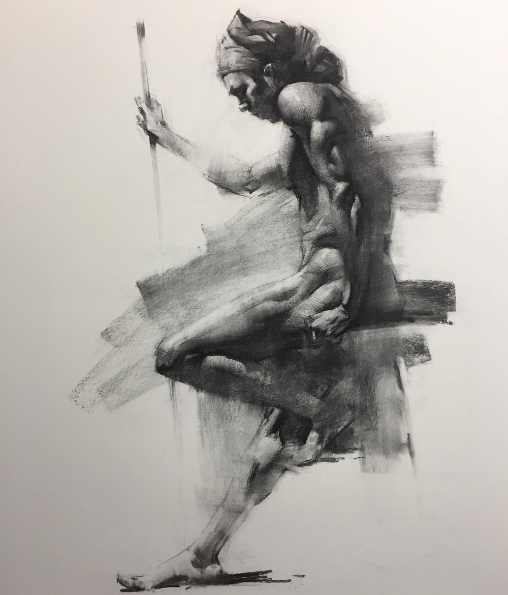 Life drawing in charcoal