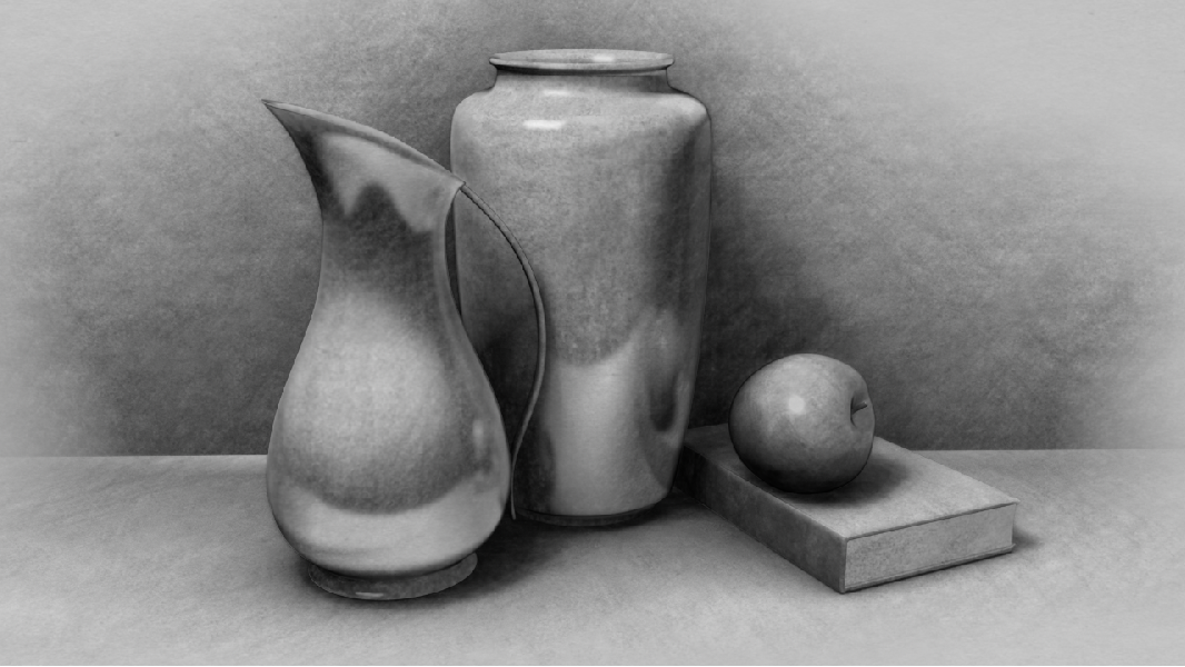 Glass Object Still Life White Charcoal drawingE2C8BECCB412 - Create Art  with ME