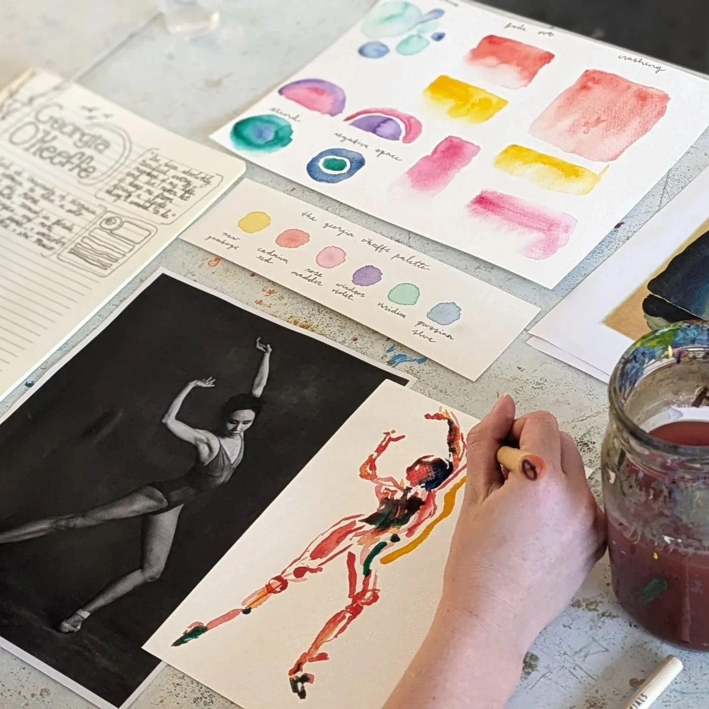 Bold and Abstract Watercolors - Paint like Georgia O’Keeffe with Louise Christensen