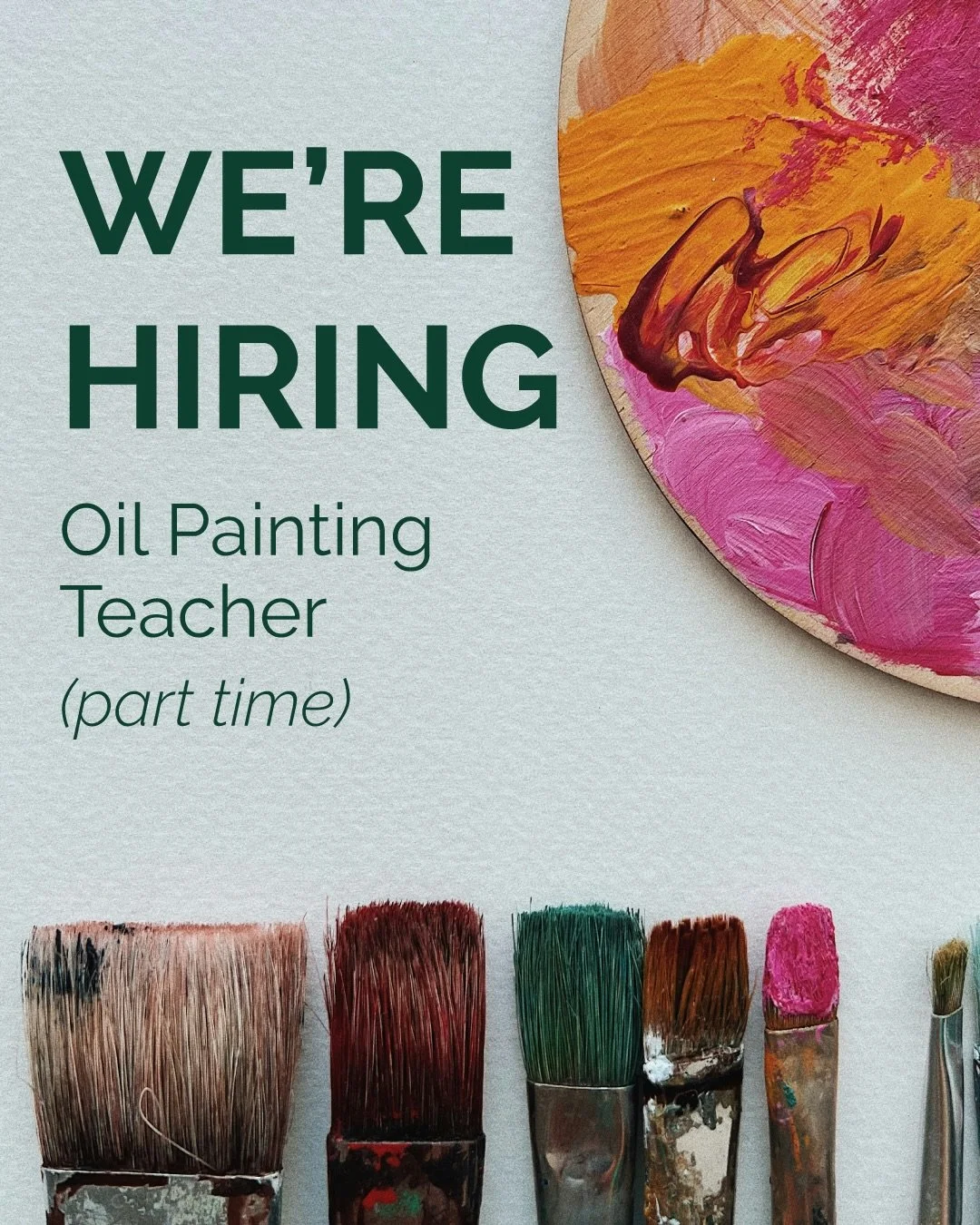 Are you an oil painter? Do you love sharing your passion and knowledge with others? We&rsquo;d love to talk!

We&rsquo;re looking for a new oil painting teacher to join our Workshop SLC team.

You&rsquo;ll plan class curriculum, teach primarily adult