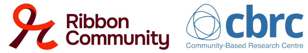 Logos for Ribbon Community and Community-Based Research Centre (cbrc) with their names.