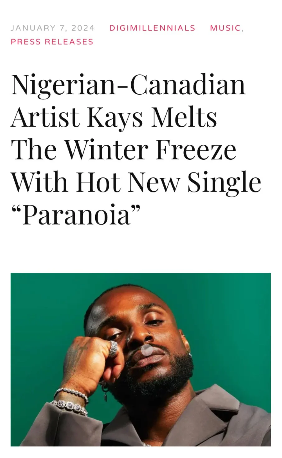 Nigerian-Canadian Artist Kays Melts The Winter Freeze With Hot New Single “Paranoia”