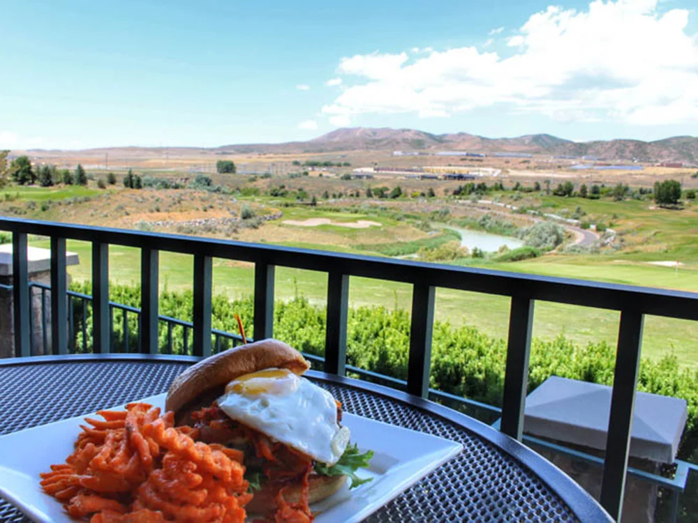 Burger with a View at the Clubhouse Restaurant