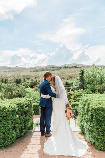 Bride and Groom Admiring the Views at Thanksgiving Point Golf Club