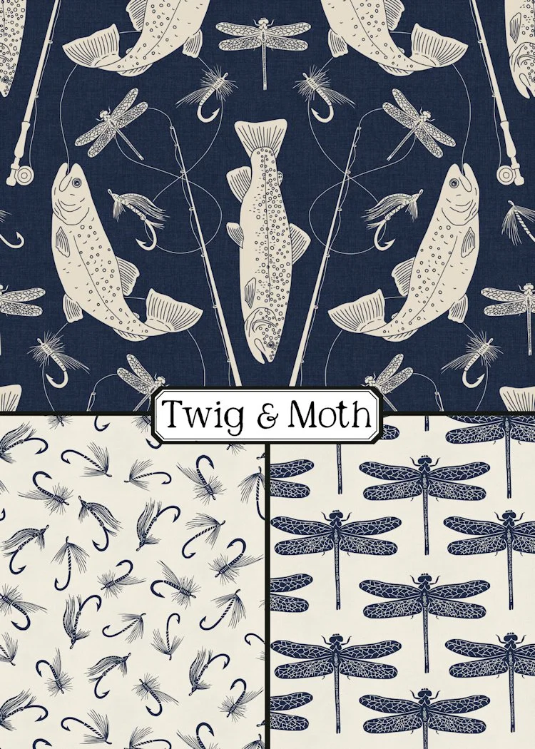 Fly Fishing Block Prints