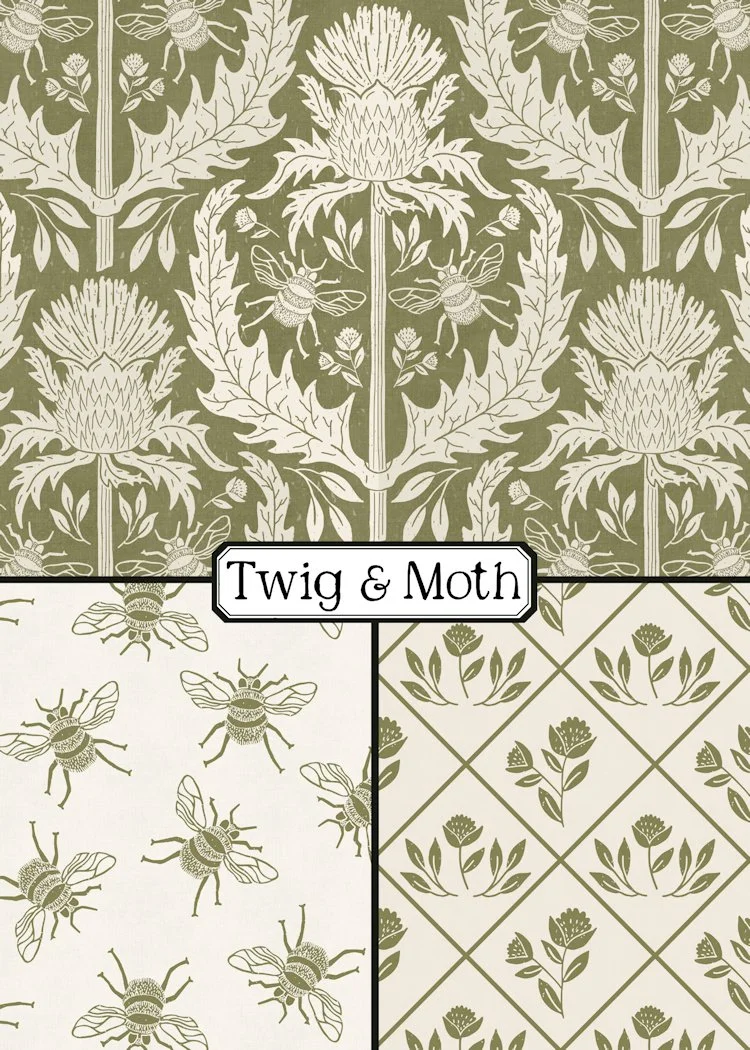 Thistles & Bees Block Prints