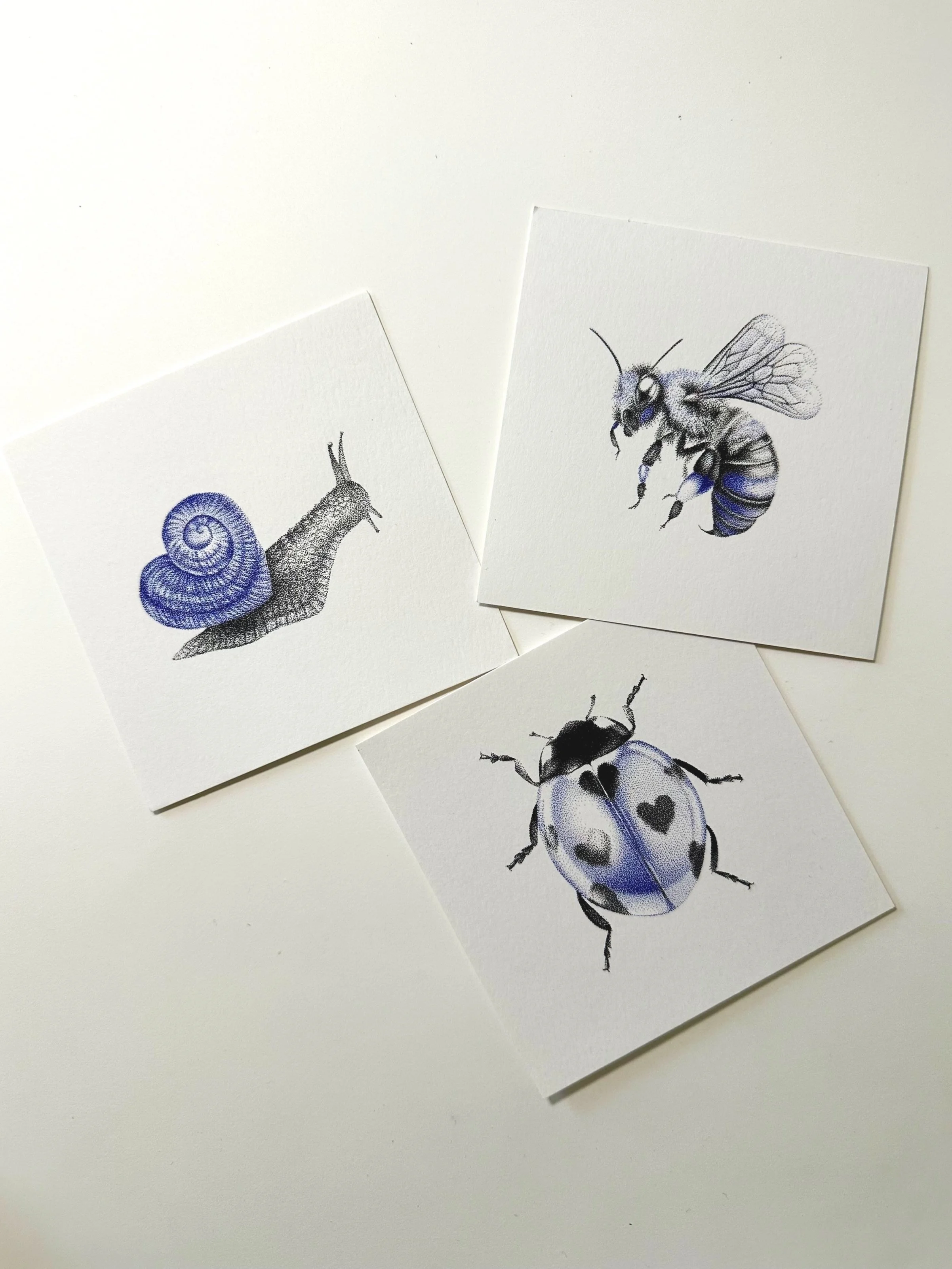  Each lovebug is stippled with blue and black ink and each took about 4 hours.     Originals available   