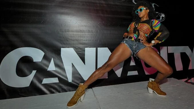 Dancer Delila Outlaw at Welcome to Cannacity&nbsp;® 2019.Photo Courtesy of: Michael Bezjian for The Artists Project and Getty Images