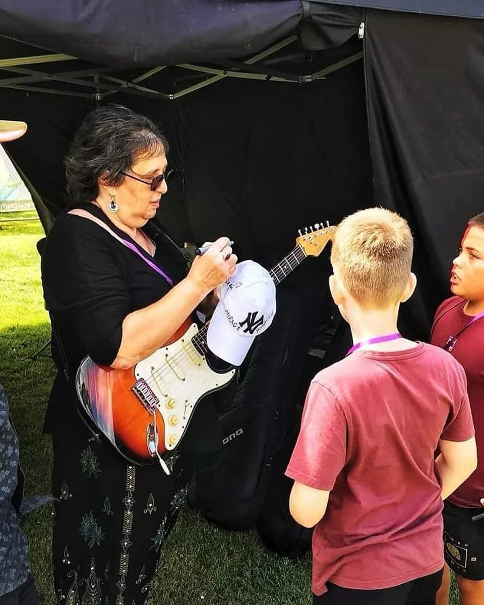 You would get Shaz to sign your hat too if you&rsquo;d see her shredding 🎸 
Come to the @unionhotelnewtown on the 24th March at 4pm 🍻