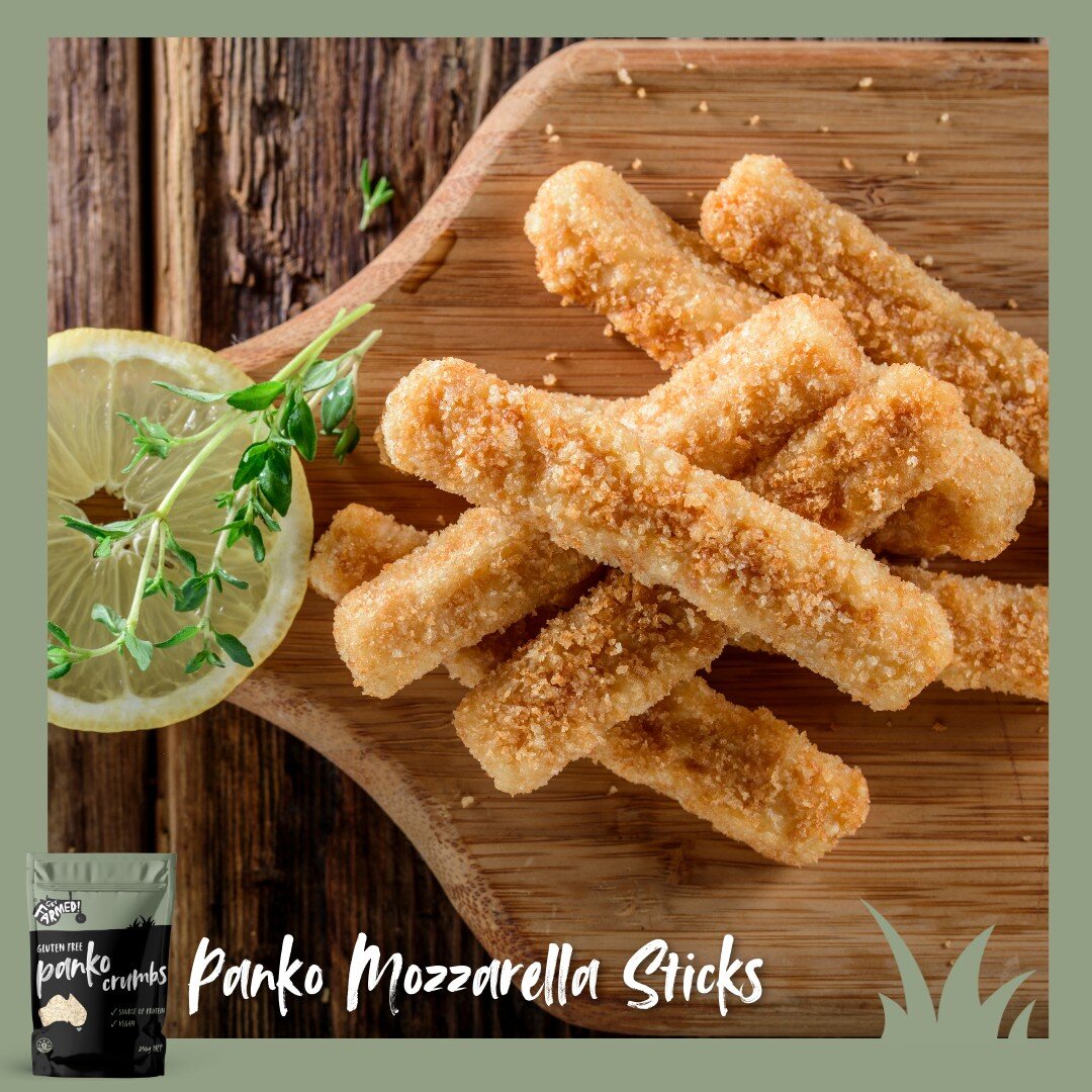 Check out our Delicious Panko Mazzarella Sticks recipe, now on our website. 

Our Get Farmed Pantry Range is now available in our online store!

Our Gluten-Free Panko Crumbs and Chickpea Flour are new to our range and offer an allergen-friendly alter