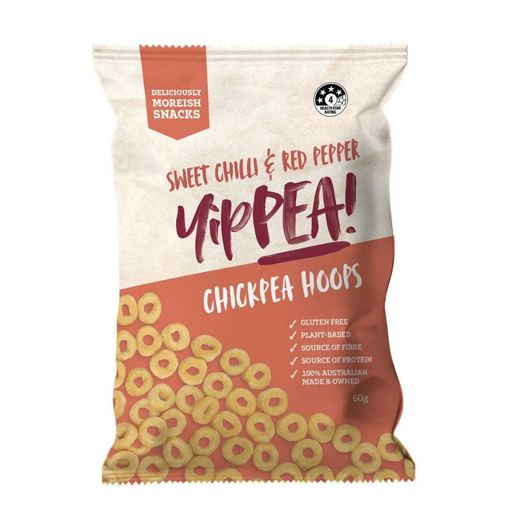YipPEA! Sweet Chilli & Red Pepper Chickpea Hoops – 6 pack