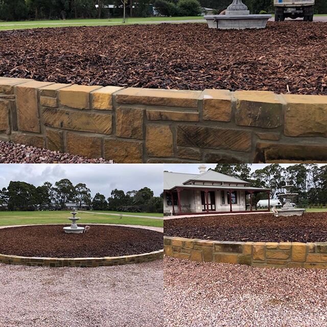 Check out this stunning job just completed. #sandstone #recycledsandstone #turningcircle  #stunningstonework #landscapingtasmania