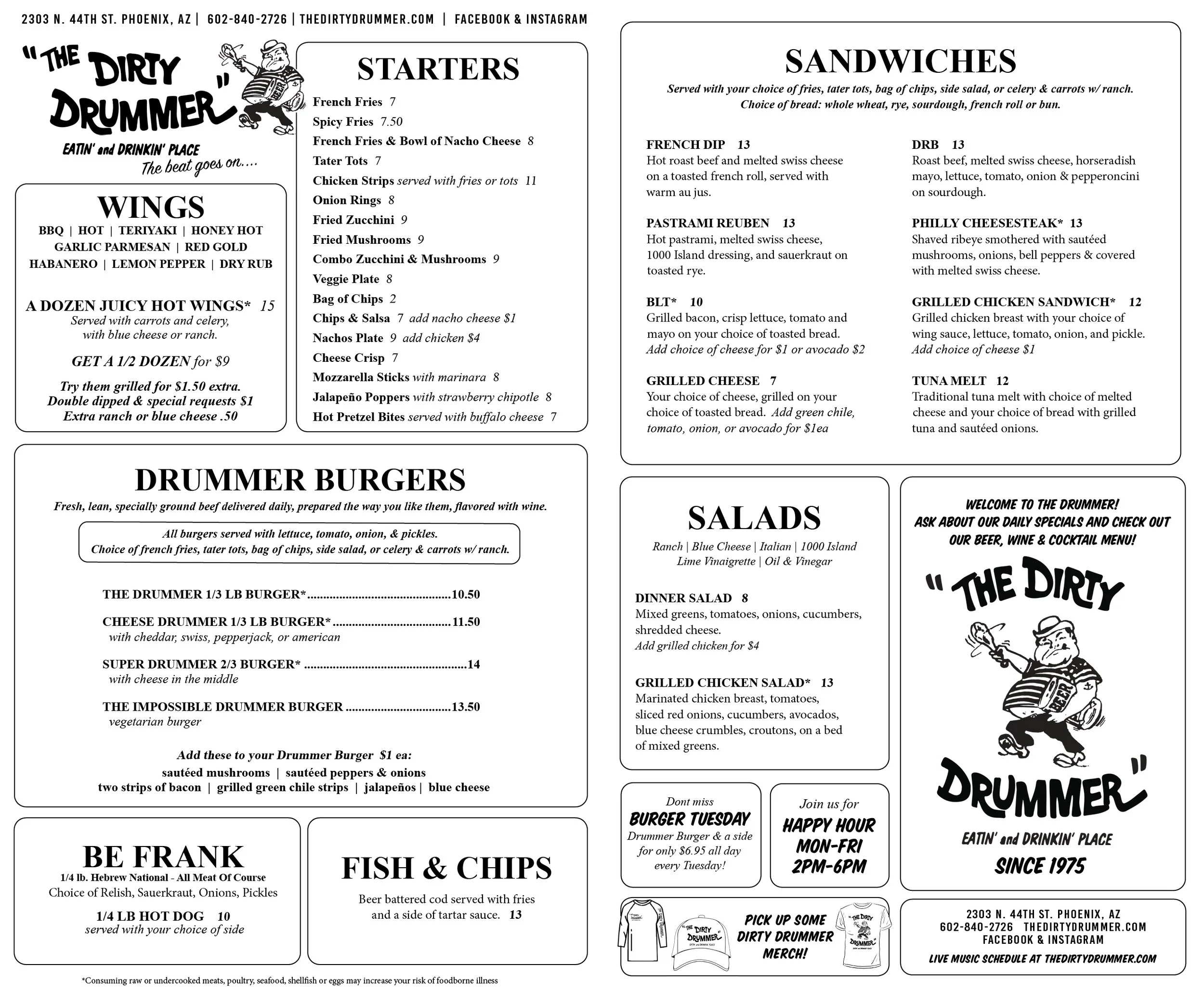 Menu — The Dirty Drummer