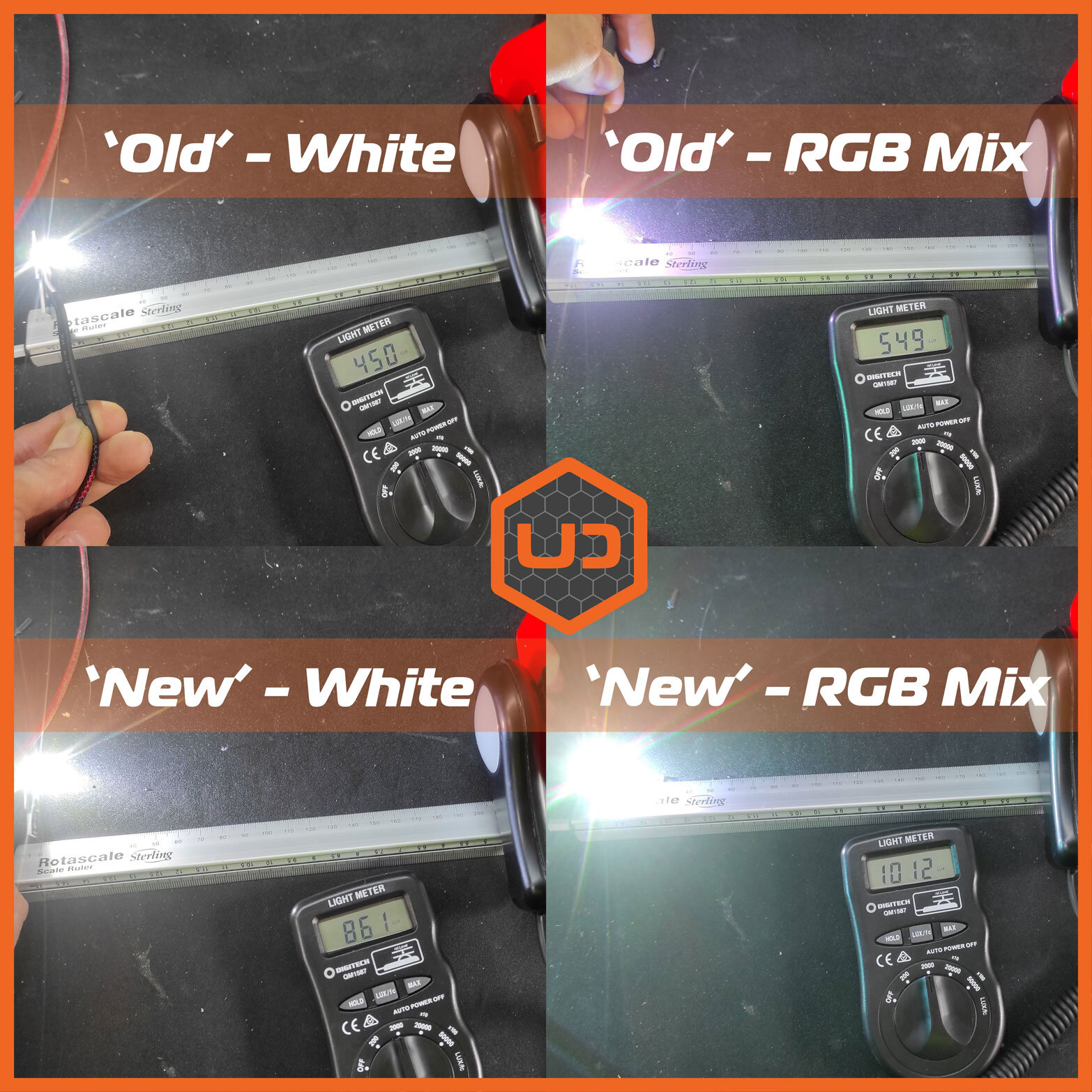 Upgraded RGBW demon eyes!

⚡thicker aluminium PCB [1mm &lt; 2mm]
⚡improved heat distribution [extended life-span]
⚡brighter output [~90%+ compared to traditional 12v]
⚡Ghozt compatible [5pin &lt; 3pin]
⚡linkable with addressable 5v LEDs [without extr