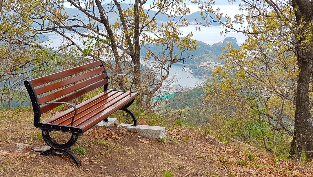 The newer of the two benches.