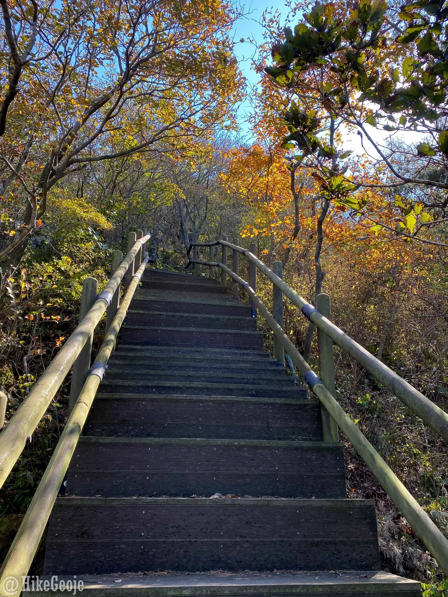 Be sure to look back when going up the stairs to see the ridgeline behind you!