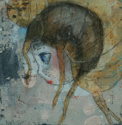 Shrimp Girl, 4"x4" (SOLD)