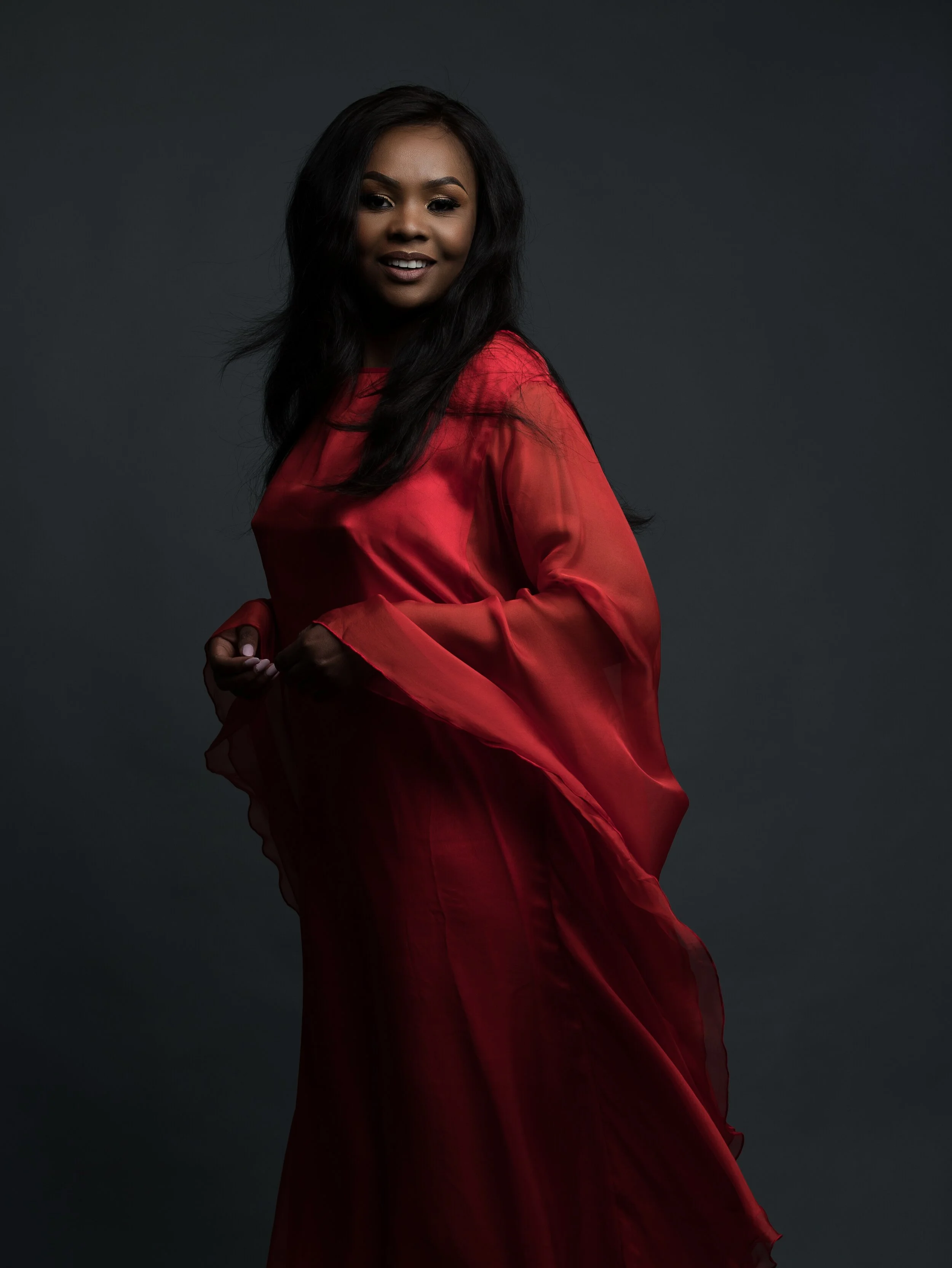 Red silk evening kaftan dress £450 Silk chiffon Silk satin lining Dry clean only