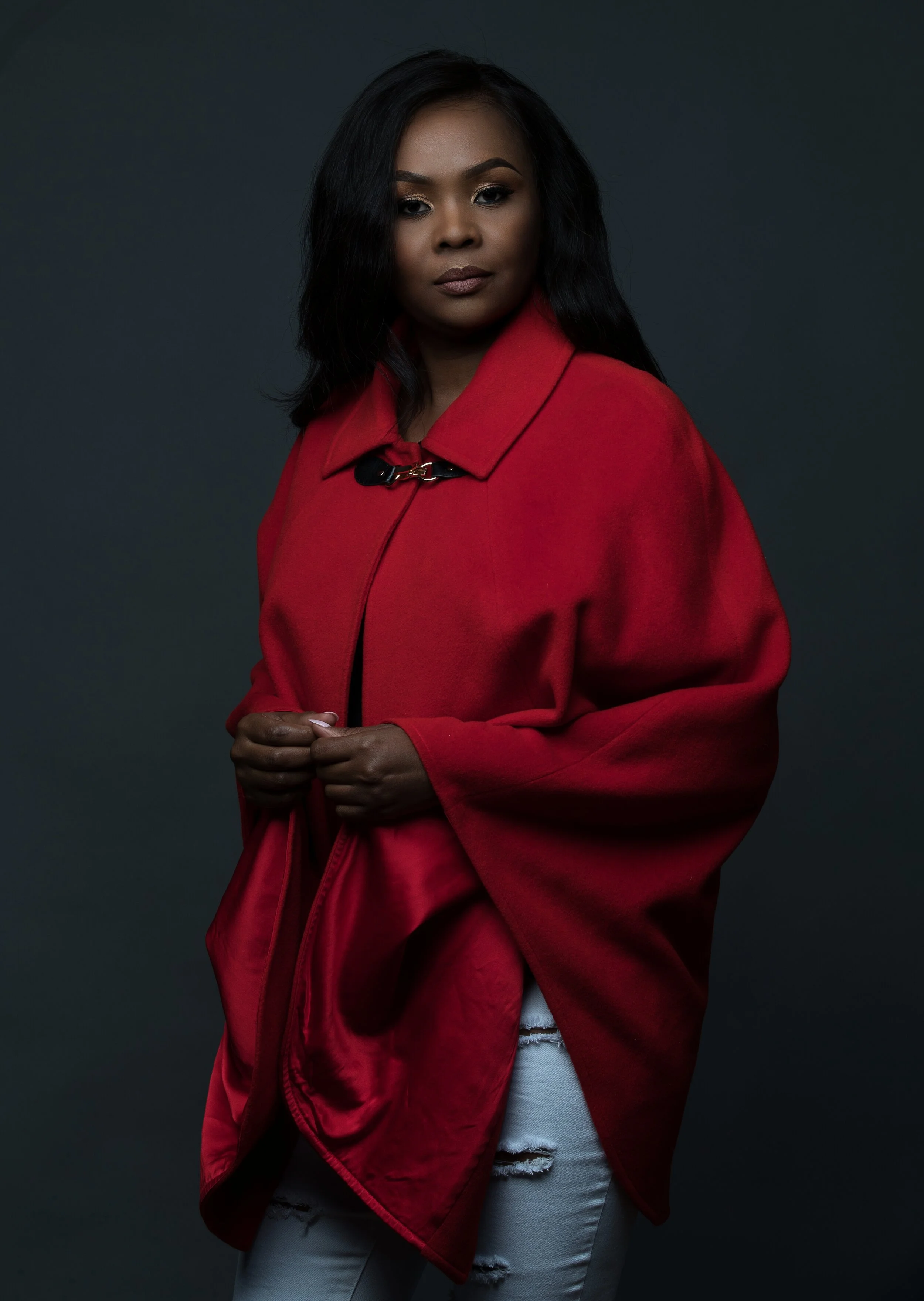 Silk & wool red cape, £499 Silk lined Dry clean only