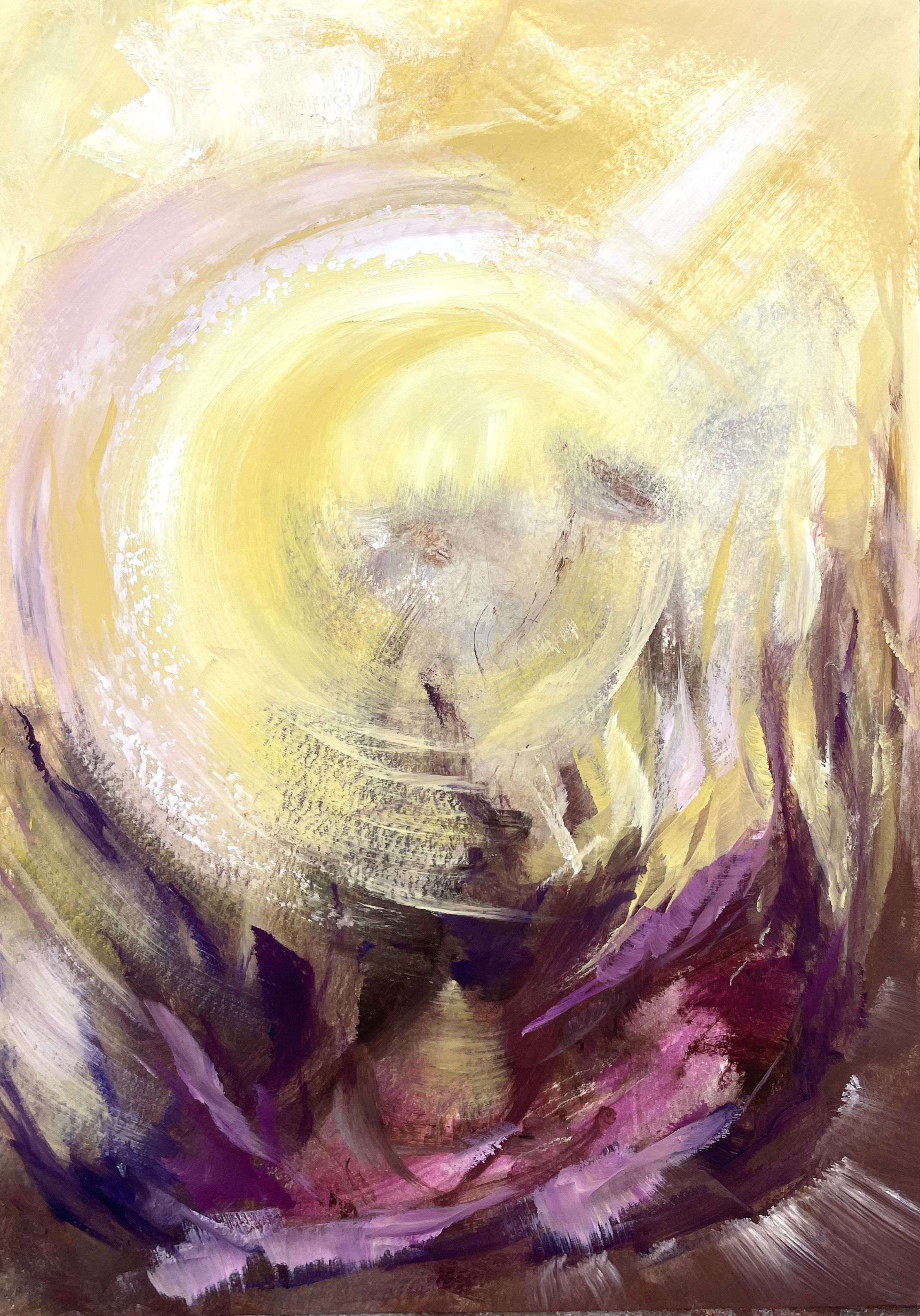 "GOLDEN GLOBE" (2023) oil on A4 paper