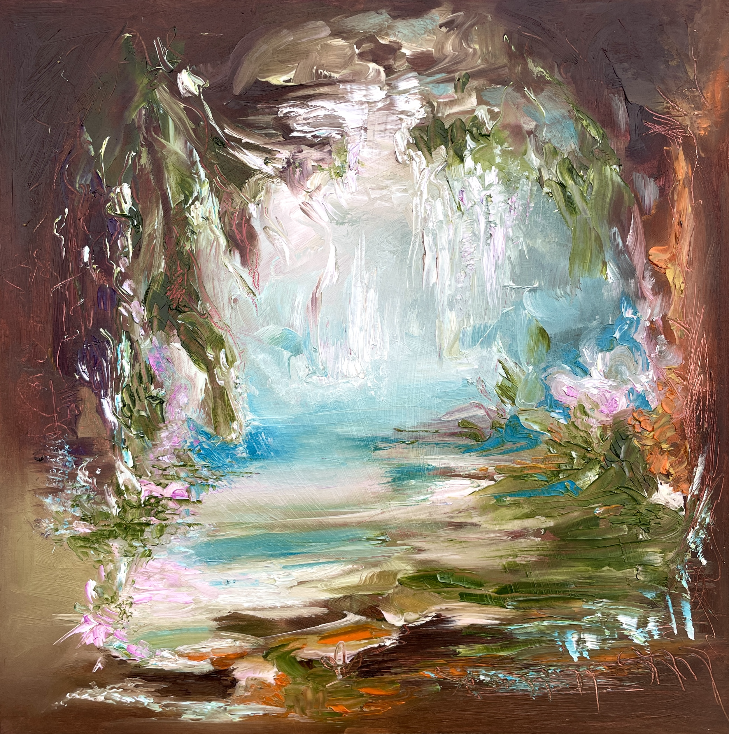 "NEW GARDEN OF EDEN" (2025) oil on stretched canvas 30x30cm