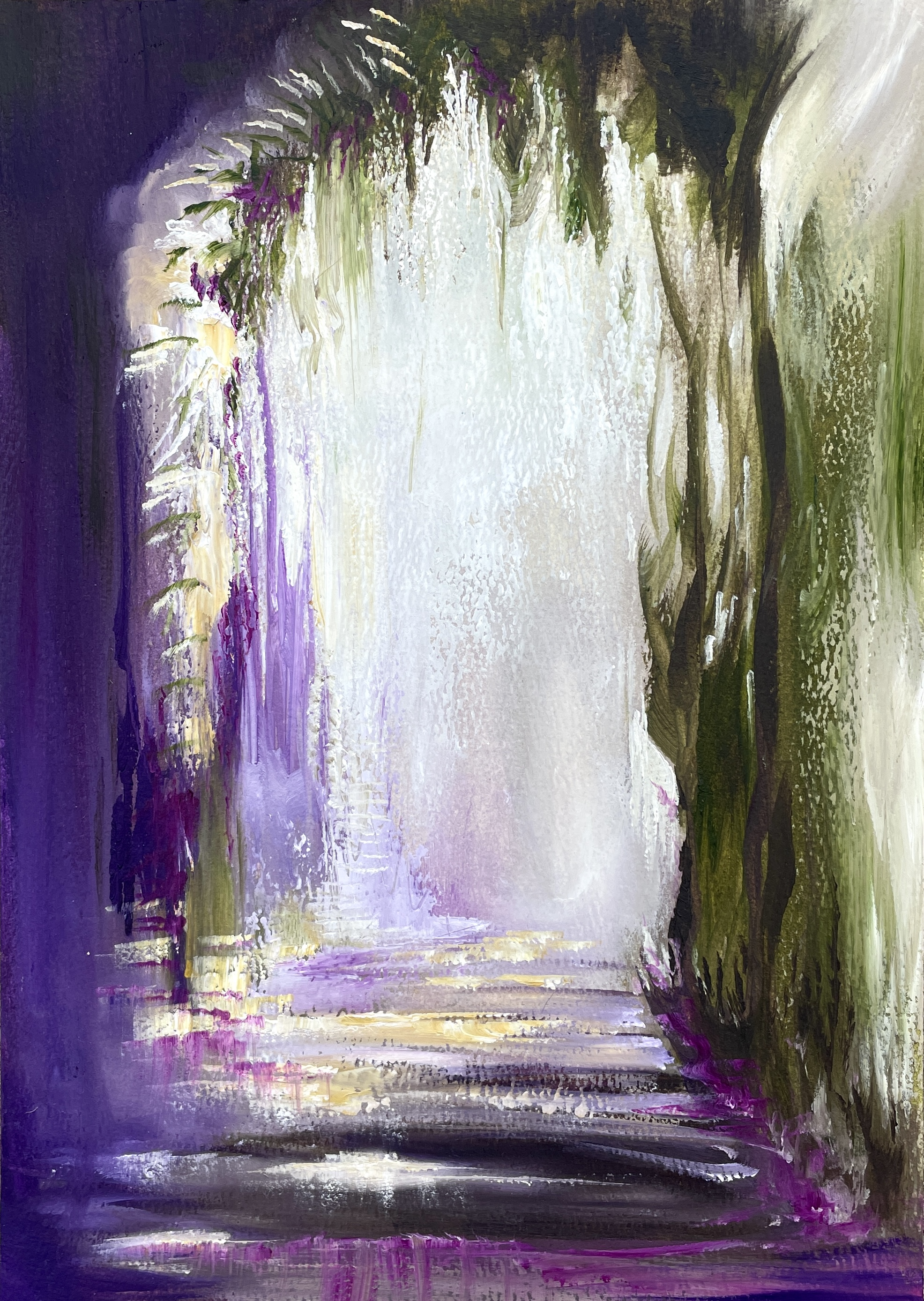 "DRAGON'S TEMPLE" (2025), oil on A4 paper