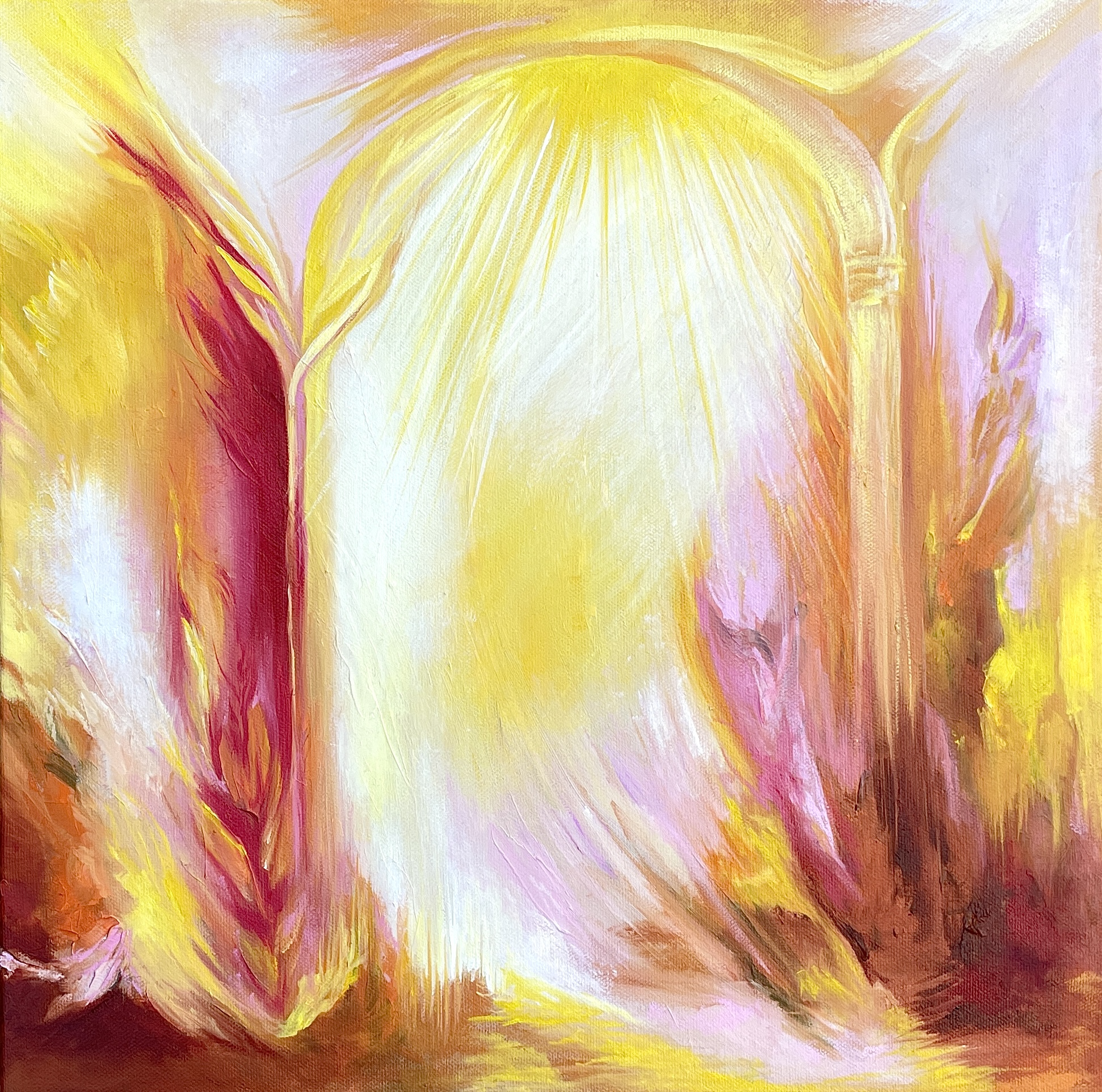 "HELIOS TEMPLE OF SUN" (2024) oil on stretched canvas 40x40cm